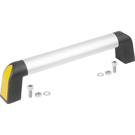 Kipp Tubular Handle Bighand, A=300, L=333, 4 Aluminum Natural Anodized, Comp: Plastic Comp:Black Ral7021,  K1445.3000316